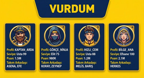 Zamanınıza göre oyun seçimi dört oyuncu profili